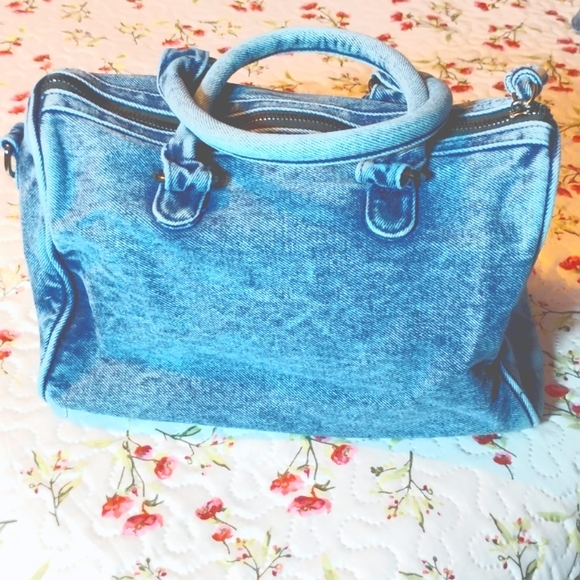 Washed Denim City Moto Bag, New. Adjustable Strap Included. - Picture 3 of 8